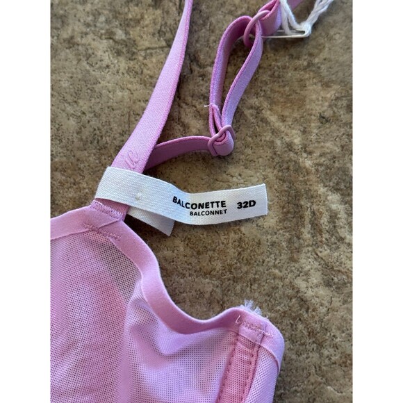 Aerie Smoothez Mesh Balconette Unlined Bra Raspberry Peak 32D - Picture 6 of 8